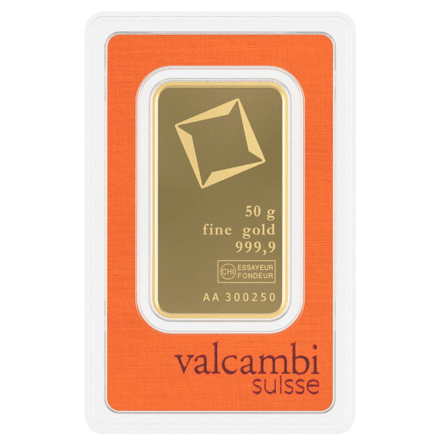 Valcambi 50 Gram Gold Bar