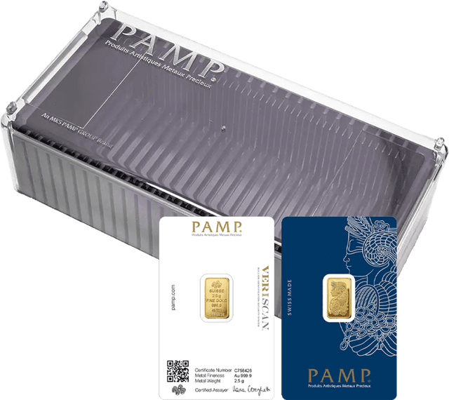 25 X 2.5 Gram PAMP Gold Bars