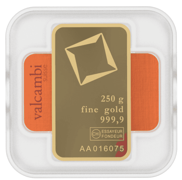 Valcambi 250g Gold Bar – 24K | 999.9 Purity