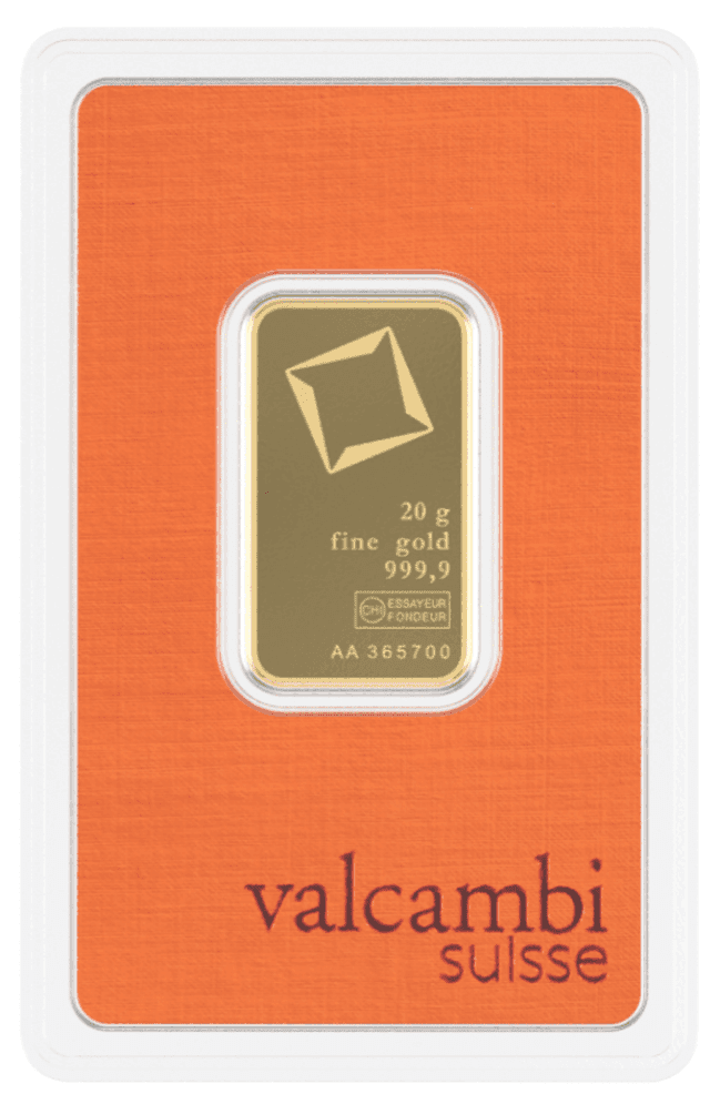 Valcambi 20g Gold Bar – 24K | 999.9 Purity