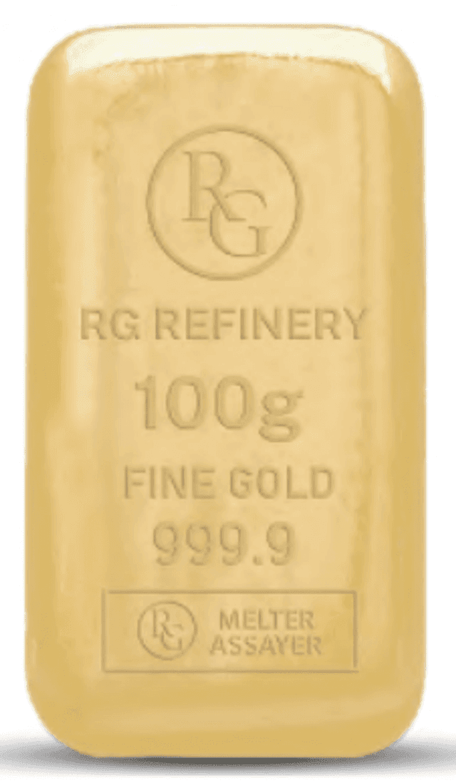 100g Cast 24K Gold Bar by Rafmoah